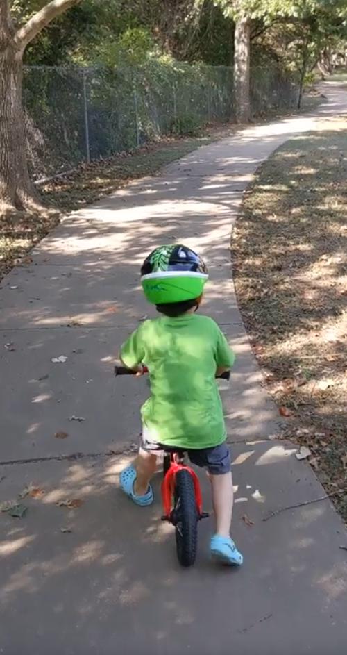 Matthew on his first bicycle